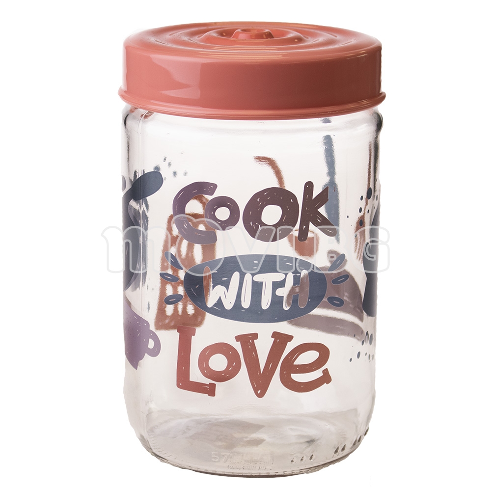 Буркан стъклен с щампа Cook with Love 660 мл | Буркани за съхранение на подправки | Съхранение на подправки |