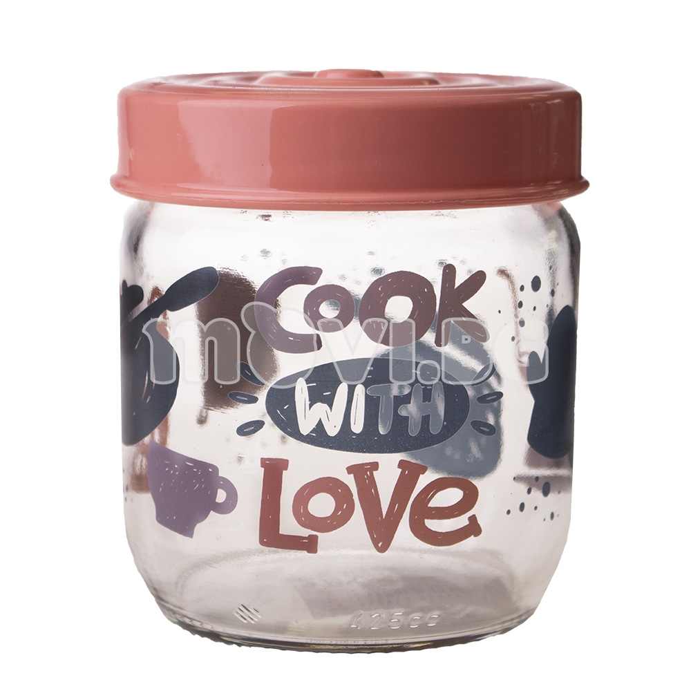 Буркан стъклен с щампа Cook with Love 425 мл | Бурканчета за подправки | Буркани за съхранение |